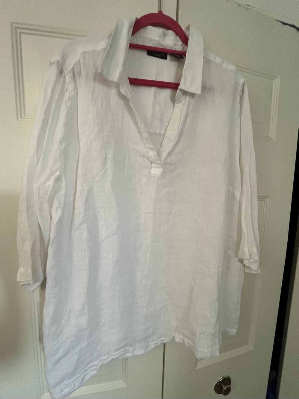 Tahari Linen Pullover Tunic Top 2X